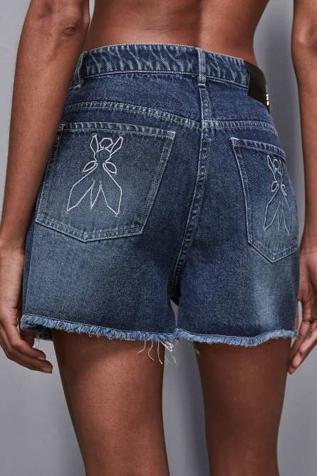 Denim shorts with rhinestones, Light Blue, Patrizia Pepe