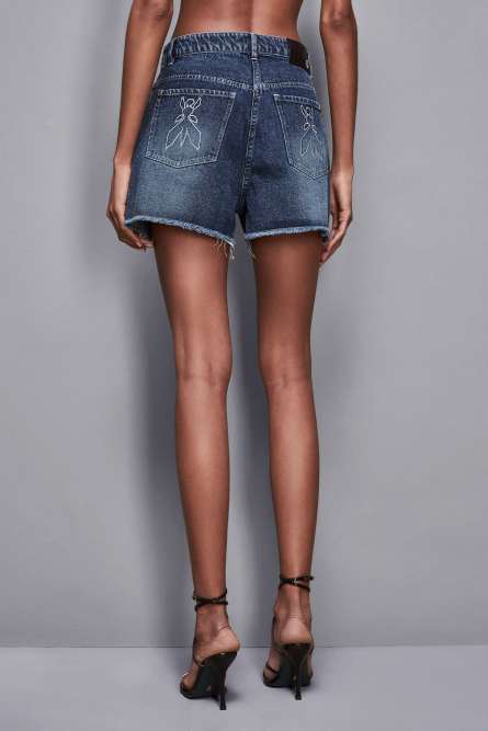 Denim shorts with rhinestones, Light Blue, Patrizia Pepe