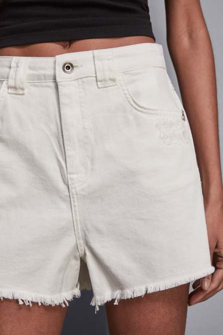 Short denim, Blanc, Patrizia Pepe