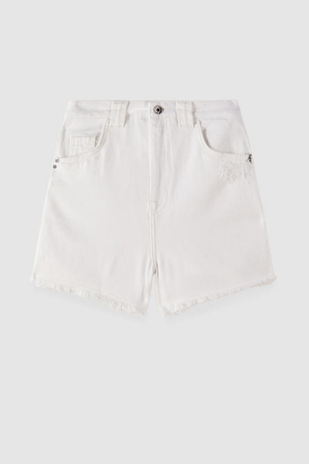 Short denim, Blanc, Patrizia Pepe