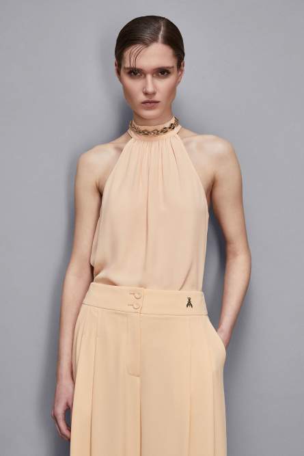 Essential halter neckline top, Apricot, Patrizia Pepe
