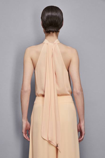 Essential halter neckline top, Apricot, Patrizia Pepe