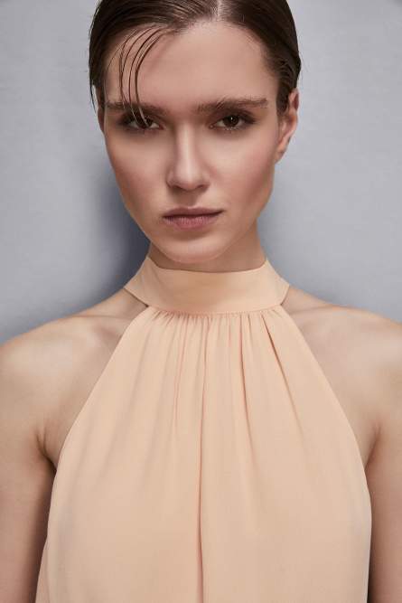 Essential halter neckline top, Apricot, Patrizia Pepe