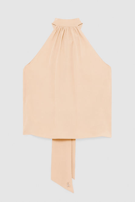 Essential halter neckline top, Apricot, Patrizia Pepe