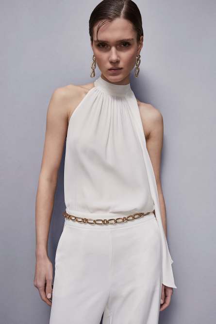 Essential halter neckline top, White, Patrizia Pepe