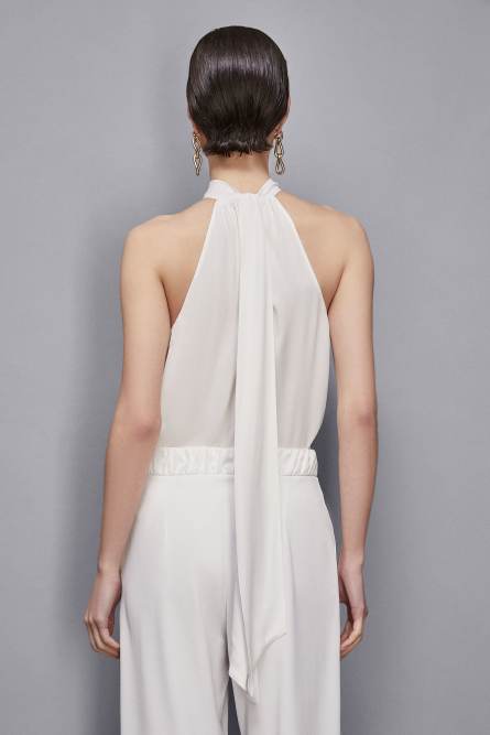 Essential halter neckline top, White, Patrizia Pepe