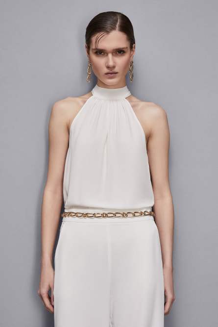 Essential halter neckline top, White, Patrizia Pepe