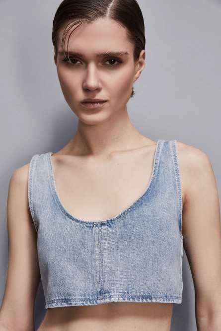 Top denim, Blu, Patrizia Pepe