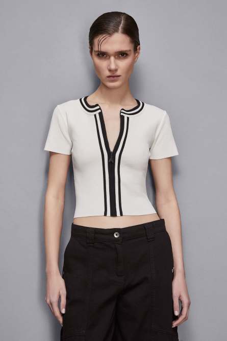 Slim fit ribbed shirt, White, Patrizia Pepe