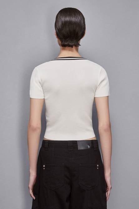 Slim fit ribbed shirt, White, Patrizia Pepe
