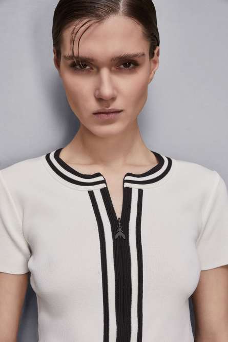 Slim fit ribbed shirt, White, Patrizia Pepe