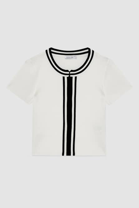 Slim fit ribbed shirt, White, Patrizia Pepe