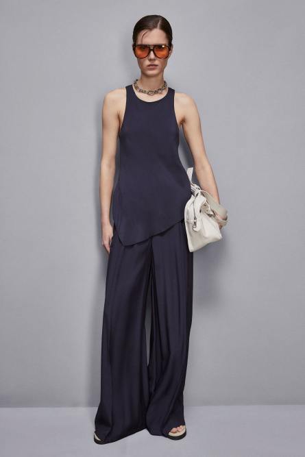 Essential wide leg pants, Blue, Patrizia Pepe