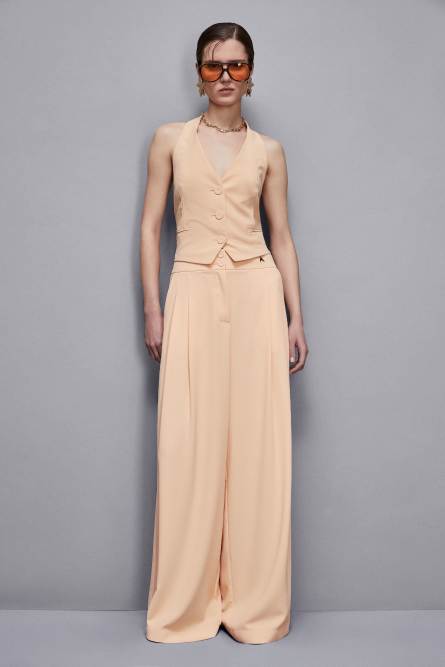 Palazzo pants with pleats, Apricot, Patrizia Pepe