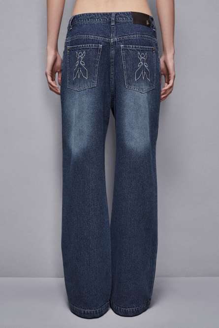 Denim pants with rhinestones, Light Blue, Patrizia Pepe