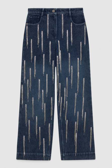 Denim pants with rhinestones, Light Blue, Patrizia Pepe