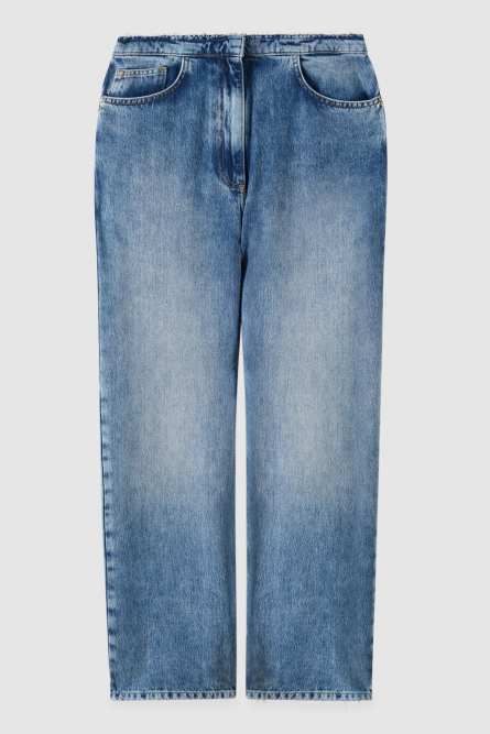 Frayed denim tencel pants, Blue, Denim