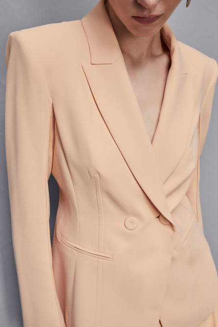 Double-breasted crepe jacket, Apricot, Patrizia Pepe