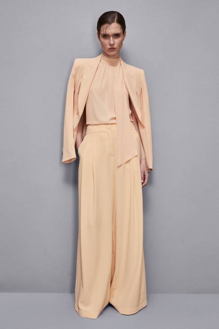 Double-breasted crepe jacket, Apricot, Patrizia Pepe
