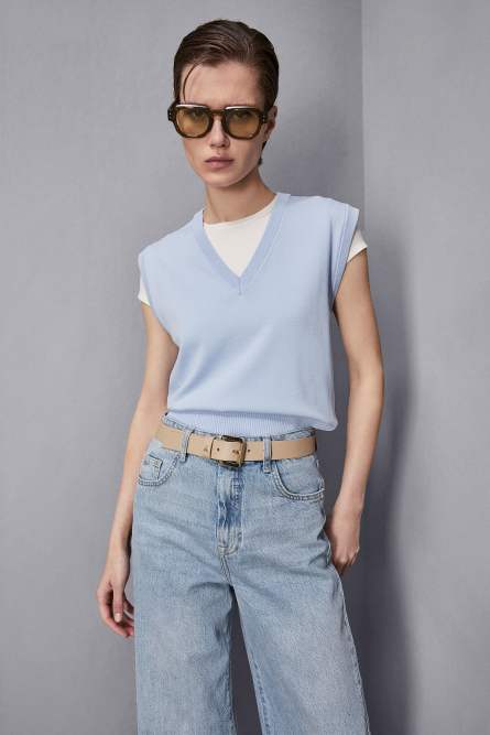 Knitted vest, Light Blue, Patrizia Pepe