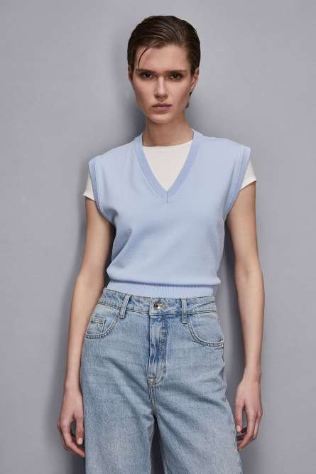 Knitted vest, Light Blue, Patrizia Pepe