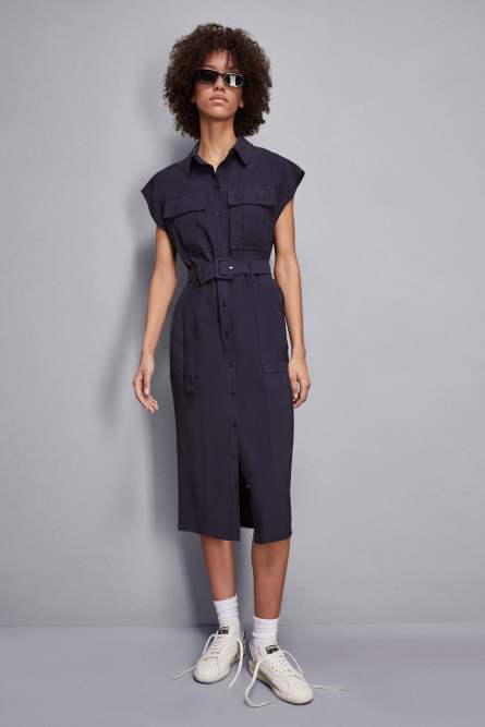 Robe chemise midi, Bleu, Patrizia Pepe