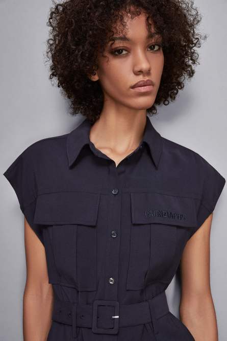 Robe chemise midi, Bleu, Patrizia Pepe