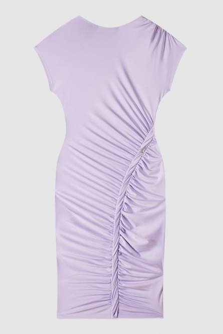 Vestido midi con fruncido, Violeta