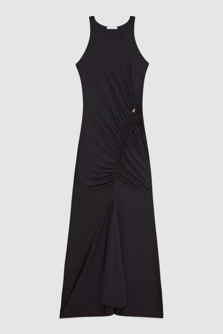 Robe longue à fronces, Noir, Patrizia Pepe