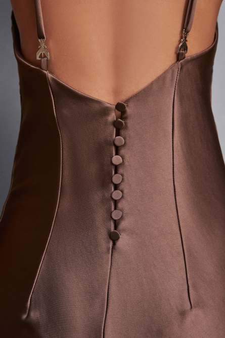 Long satin dress, Brown, Patrizia Pepe