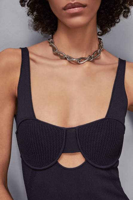 Sleeveless knit bustier dress, Blue, Patrizia Pepe