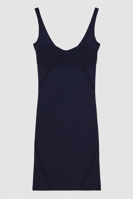 Sleeveless knit bustier dress, Blue, Patrizia Pepe