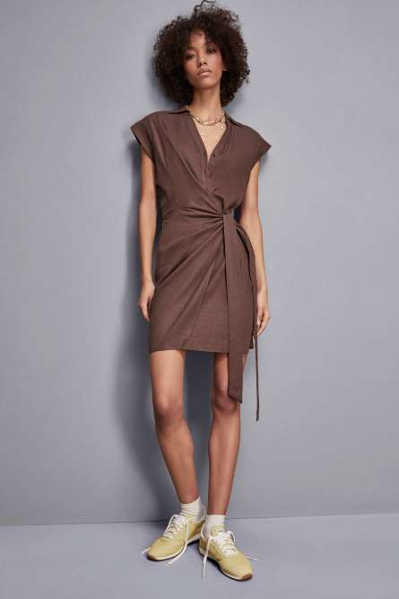 Mini-robe portefeuille, Marron, Patrizia Pepe
