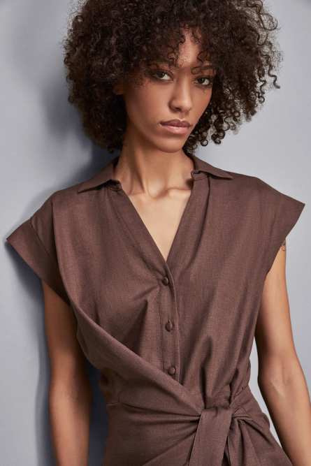 Mini-robe portefeuille, Marron, Patrizia Pepe