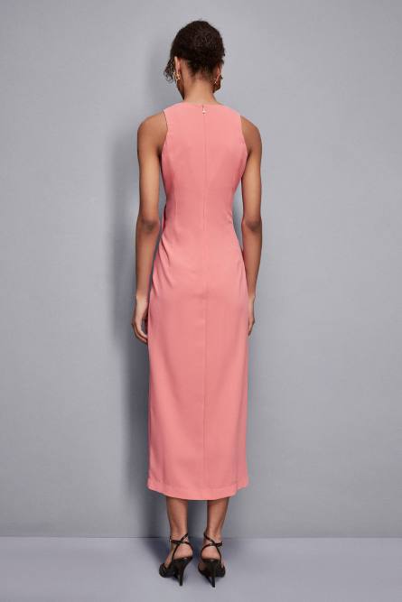 Long dress with crepe sash, Pink, Patrizia Pepe