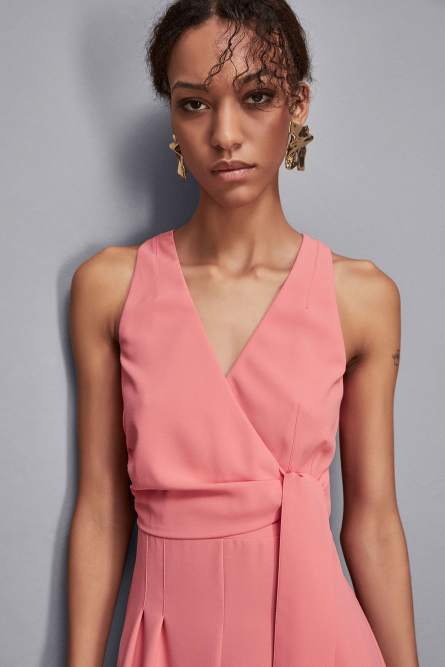 Long dress with crepe sash, Pink, Patrizia Pepe