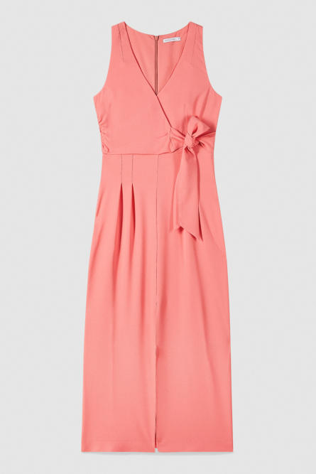 Long dress with crepe sash, Pink, Patrizia Pepe