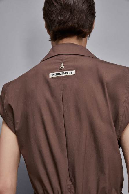 Cotton wrap dress, Brown, Patrizia Pepe