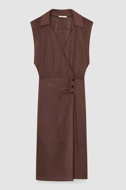 Cotton wrap dress, Brown, Patrizia Pepe