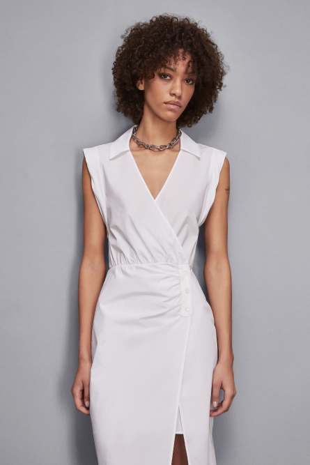 Cotton wrap dress, White, Patrizia Pepe