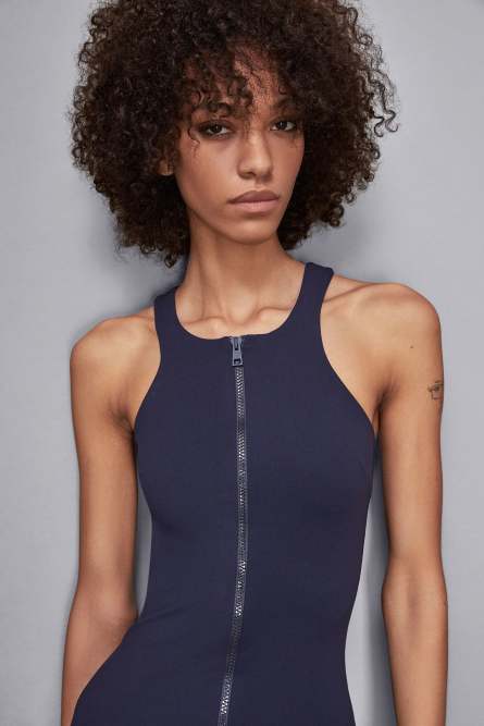 Essential jersey dress with zipper, Blue, Patrizia Pepe