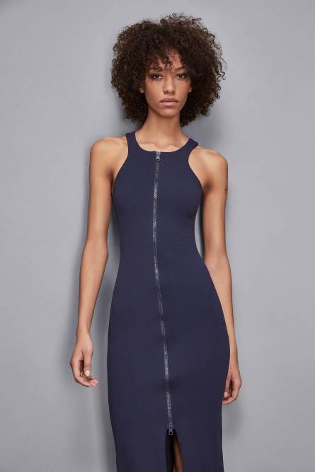 Essential jersey dress with zipper, Blue, Patrizia Pepe