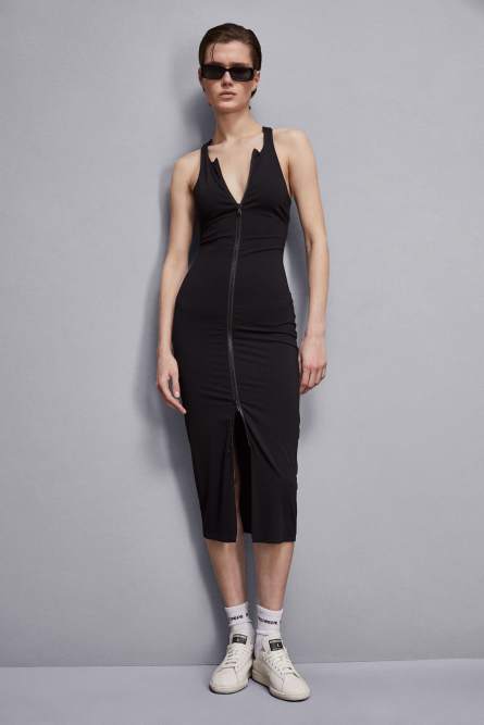 Essential jersey dress with zipper, Black, Patrizia Pepe