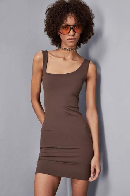 Essential jersey mini dress, Brown, Patrizia Pepe
