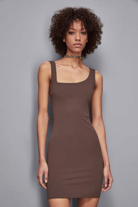 Essential jersey mini dress, Brown, Patrizia Pepe