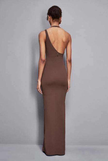 Essential long skinny dress, Brown, Patrizia Pepe
