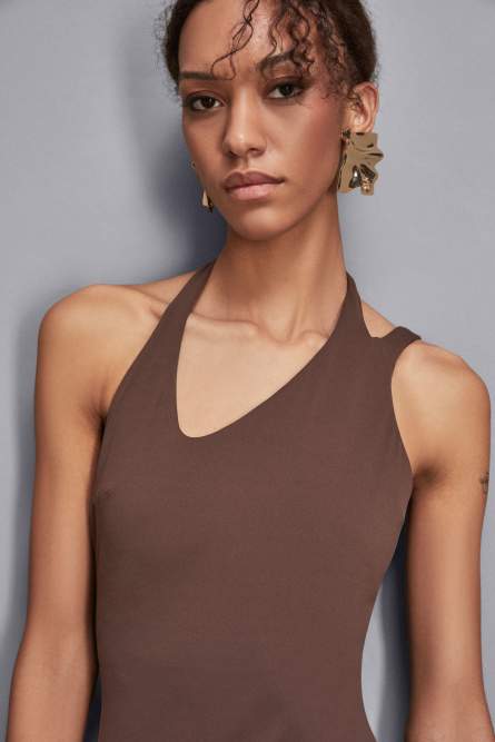 Essential long skinny dress, Brown, Patrizia Pepe