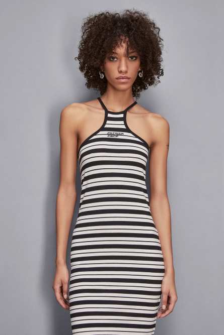 Mini-robe en jersey, Noir, Blanc, Patrizia Pepe