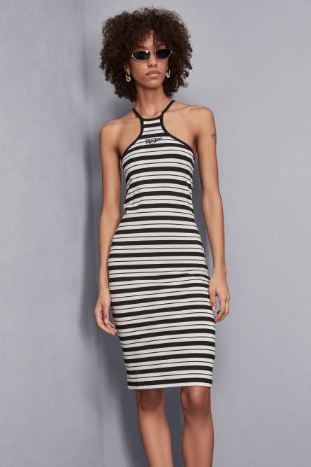 Mini-robe en jersey, Noir, Blanc, Patrizia Pepe