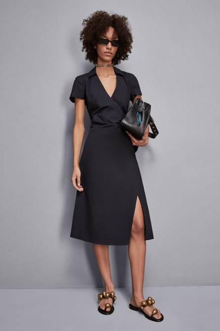 Cotton crossover dress, Blue, Patrizia Pepe